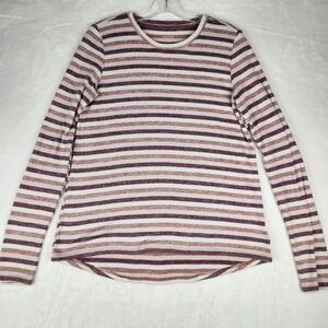 AMERICAN EAGLE Shirt Sz Small Long Sleeve‎ Soft & Sexy Plush Purple Pink Striped